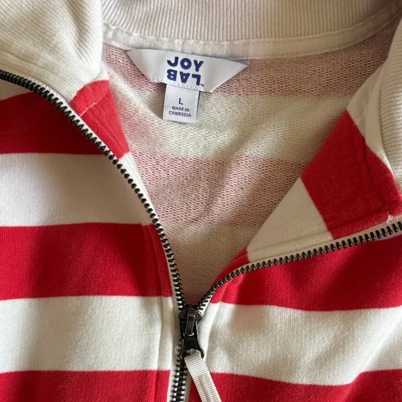 JoyLab Red and White Cropped Half Zip - Picture 3 of 7